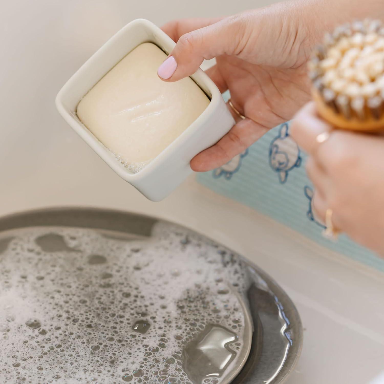 image:imageNellies Dish Butter ZeroWaste Alternative to Liquid Dish Soap with Reusable Ceramic Container Blue Light Lemongrass Scent PlasticFree Dishwashing Made in CanadaBlue