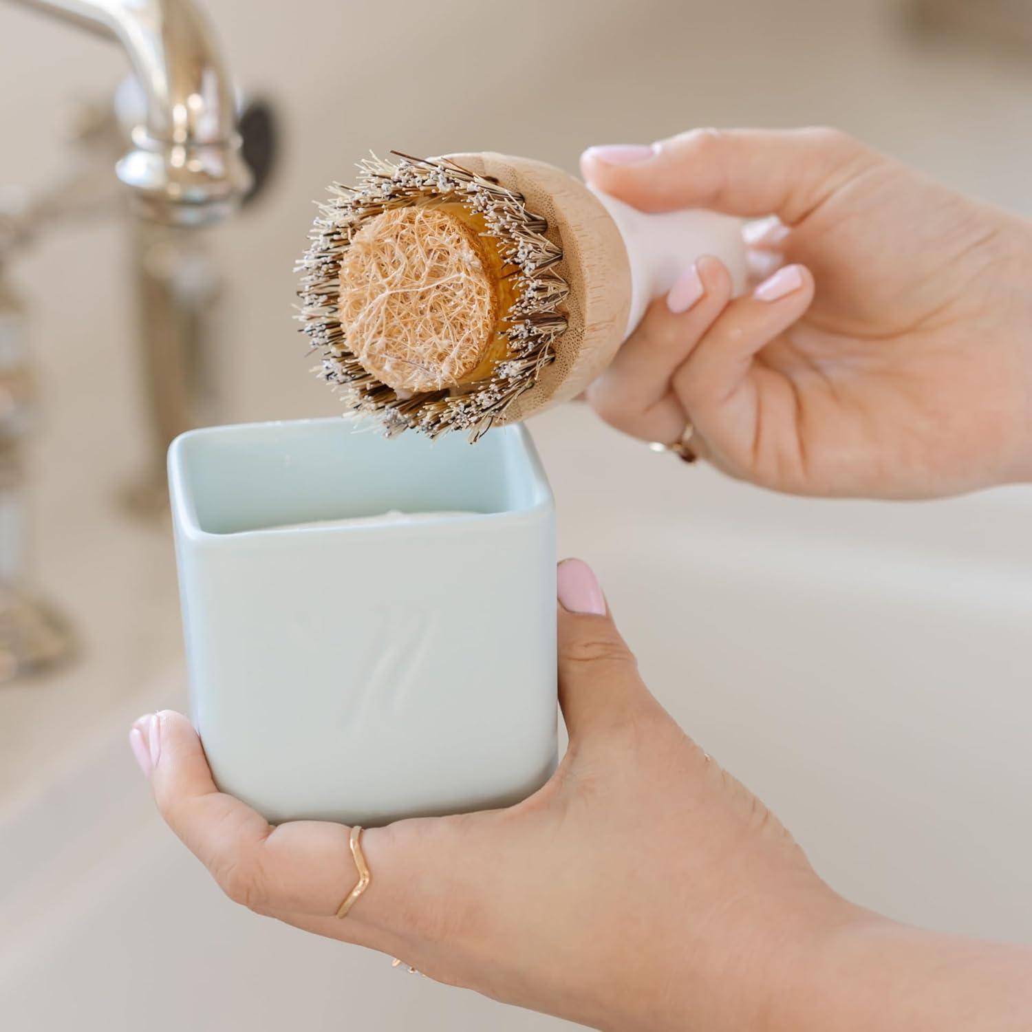 image:imageNellies Dish Butter ZeroWaste Alternative to Liquid Dish Soap with Reusable Ceramic Container Blue Light Lemongrass Scent PlasticFree Dishwashing Made in CanadaBlue