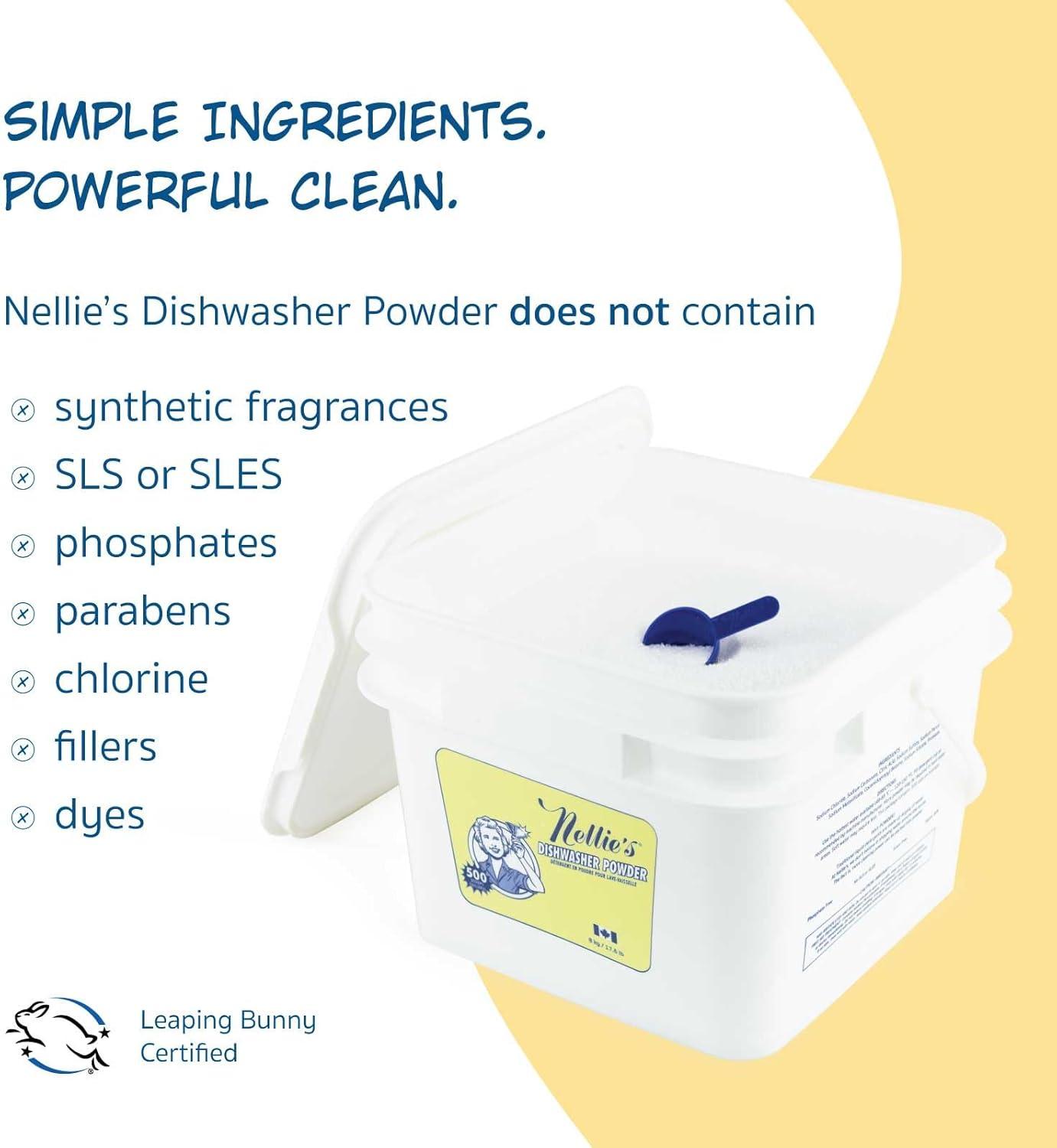 image:imageNellies Dishwasher Powder 50 Load PlantBased Dishwasher Detergent Septic Safe FragranceFree Easily Penetrates Grease amp Food Particles PhosphateFree Made in Canada280 Ounce Pack of 1