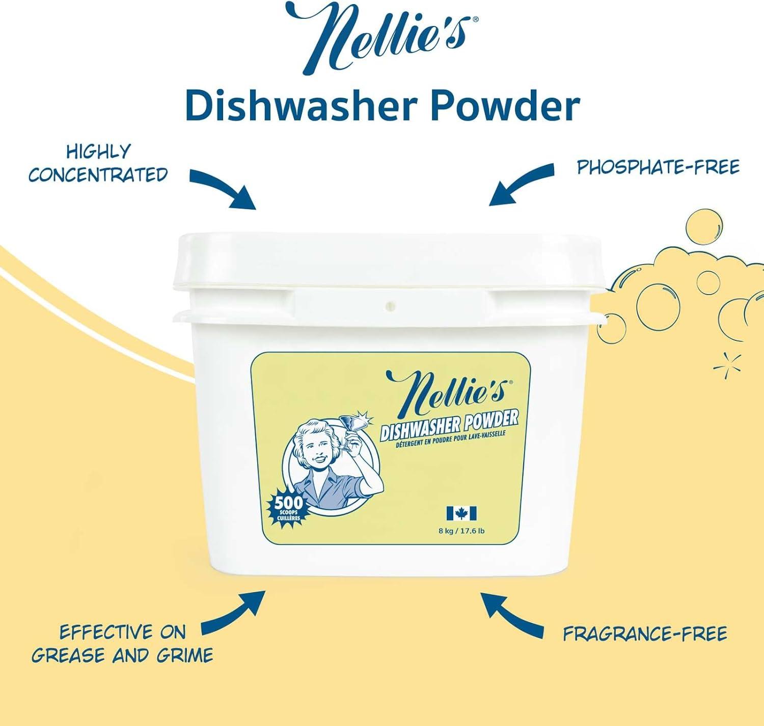 image:imageNellies Dishwasher Powder 50 Load PlantBased Dishwasher Detergent Septic Safe FragranceFree Easily Penetrates Grease amp Food Particles PhosphateFree Made in Canada280 Ounce Pack of 1