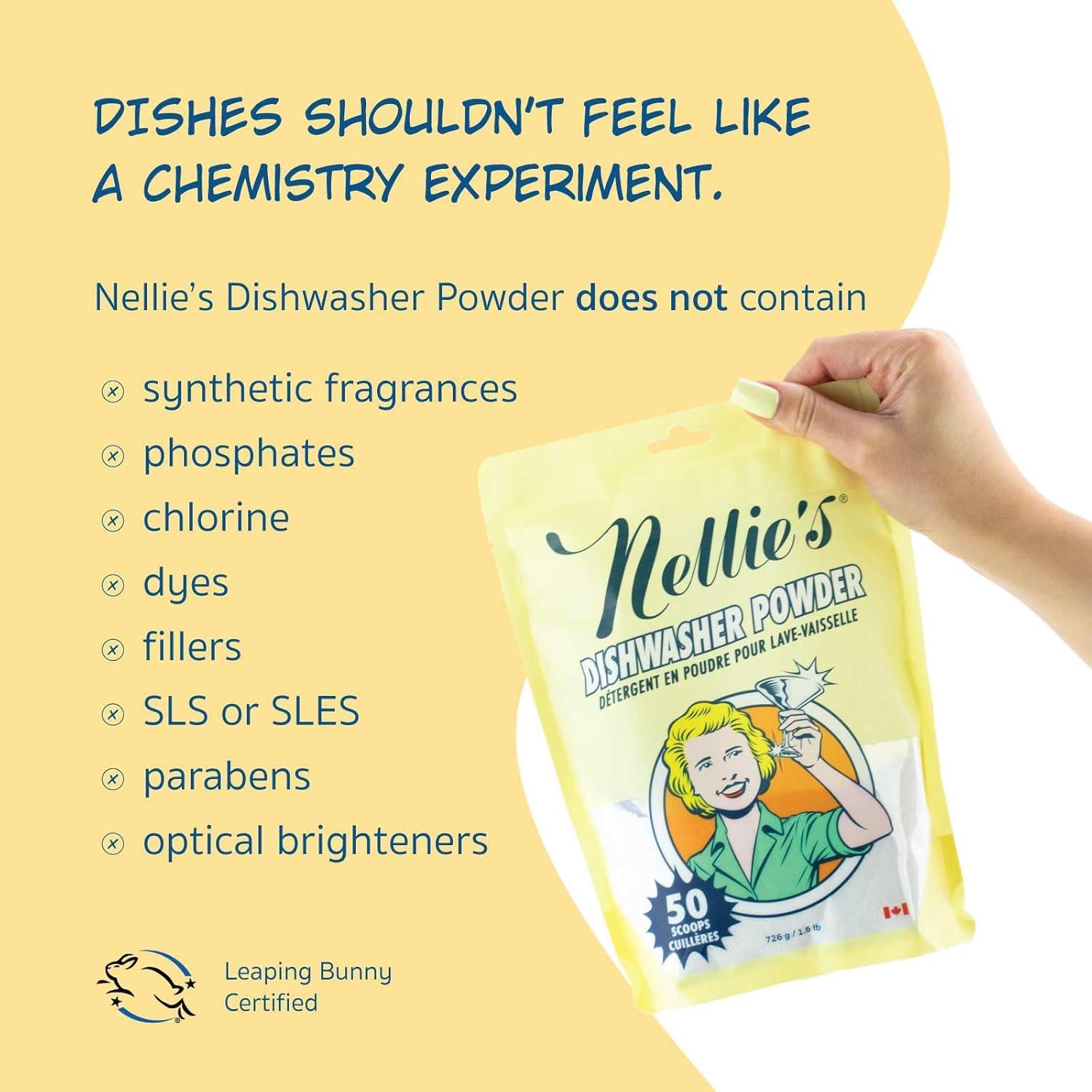 image:imageNellies Dishwasher Powder 50 Load PlantBased Dishwasher Detergent Septic Safe FragranceFree Easily Penetrates Grease amp Food Particles PhosphateFree Made in Canada256 Ounce Pack of 1