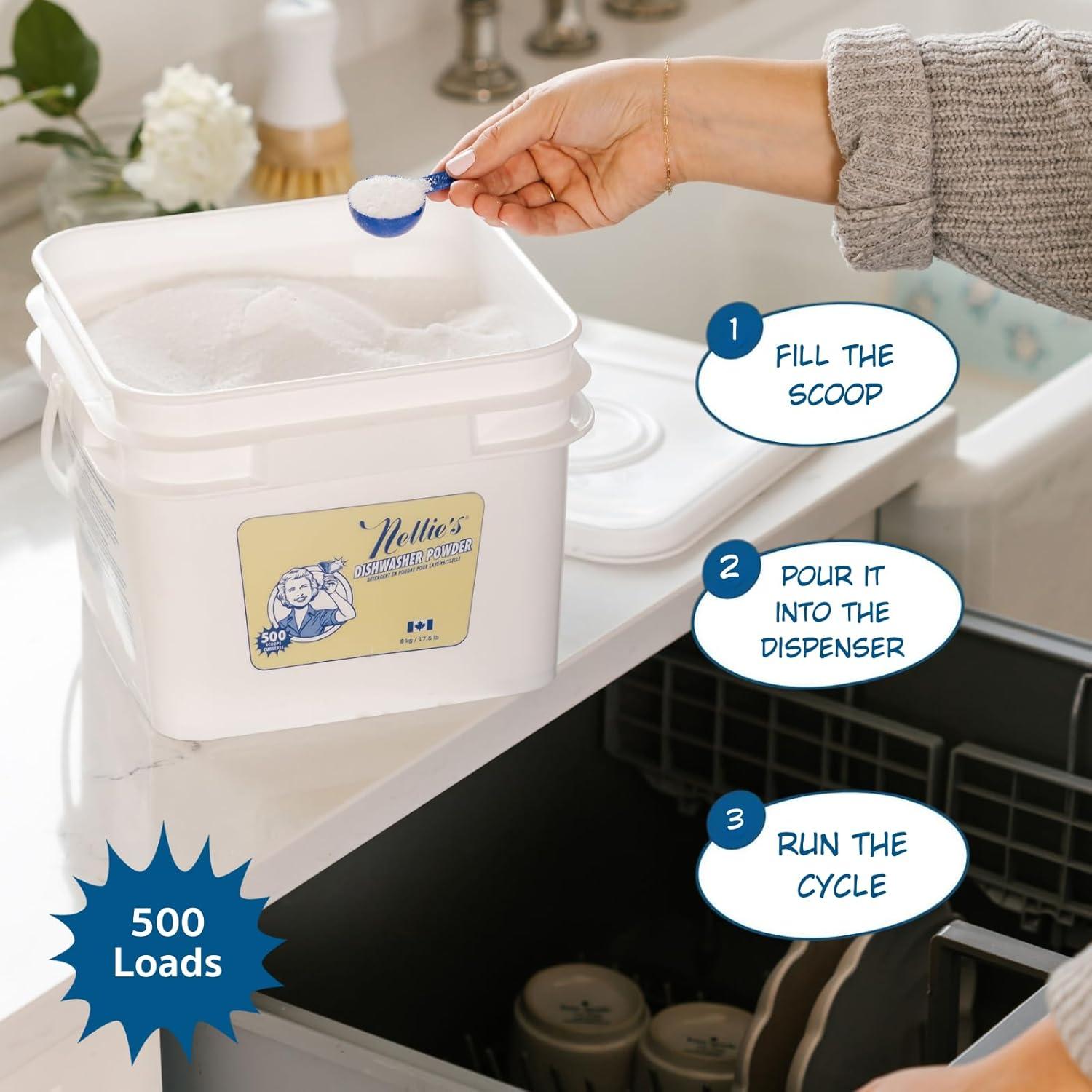 image:imageNellies Dishwasher Powder 50 Load PlantBased Dishwasher Detergent Septic Safe FragranceFree Easily Penetrates Grease amp Food Particles PhosphateFree Made in Canada280 Ounce Pack of 1
