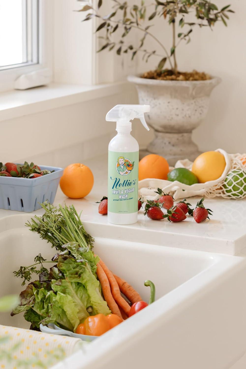 image:imageNellies Fruit amp Veggie Wash Produce Rinse for Cleaner Fresher Fruits amp Vegetables Odorless amp Tasteless 16 fl oz