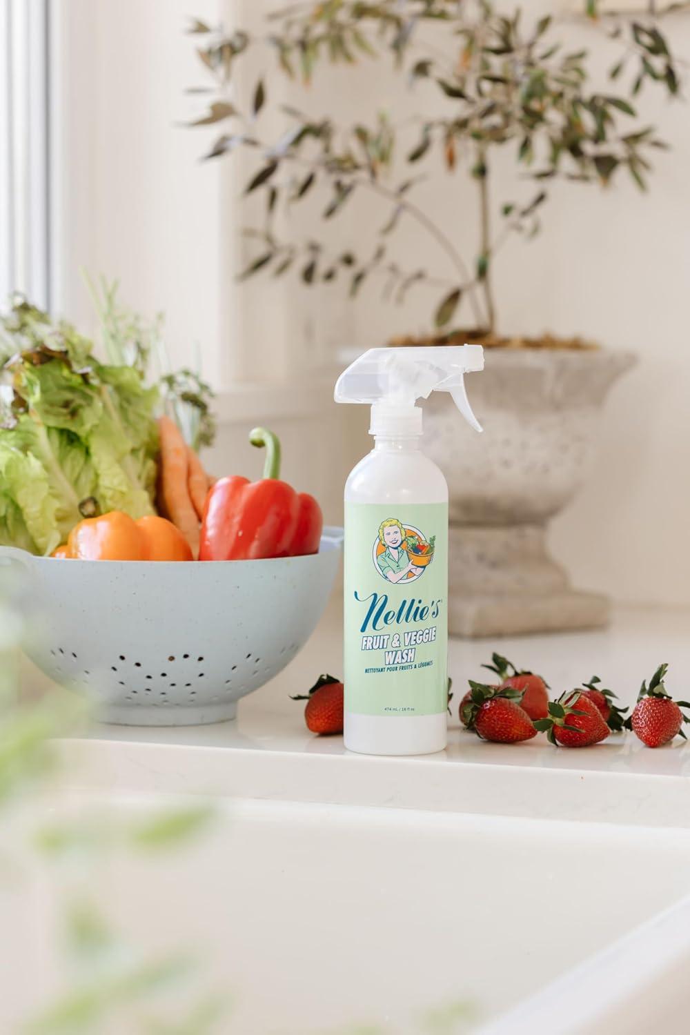 image:imageNellies Fruit amp Veggie Wash Produce Rinse for Cleaner Fresher Fruits amp Vegetables Odorless amp Tasteless 16 fl oz