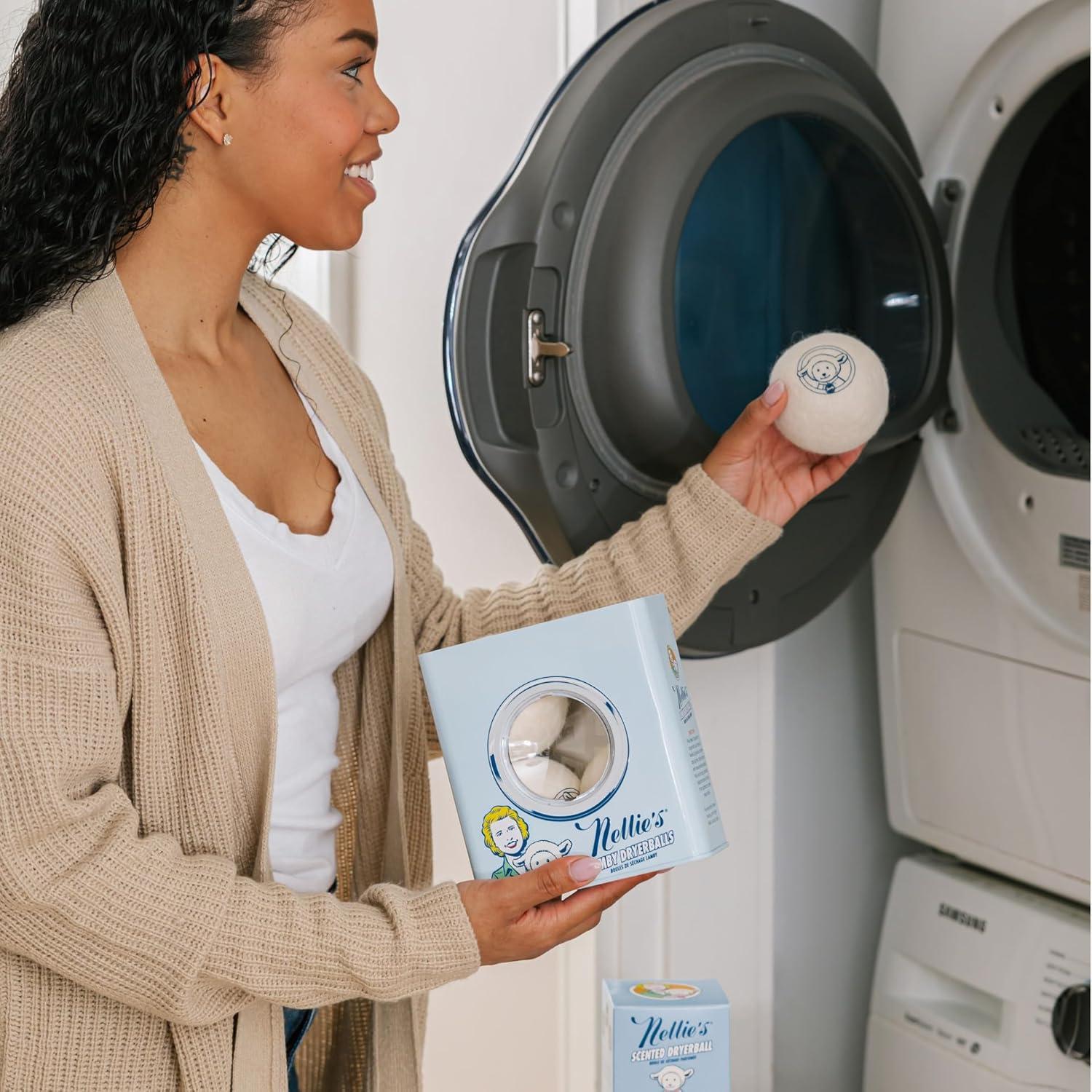 image:imageNellies Lamby Dryerballs 4Pack Reusable Fabric Softener for 500 Loads 100 Pure New Zealand Wool Silent in Your Dryer Reduces Cloth Wrinkles and Saves on Drying Time4 Unscented