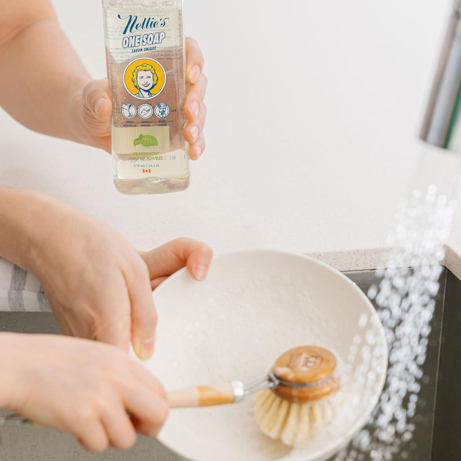 image:imageNellies One Soap Peppermint Scented Gentle MultiPurpose Cleaner for Dishes Surfaces and Hands Hypoallergenic PlantBased ChemicalFree and Soft on Skin 192 oz Made in CanadaPeppermint