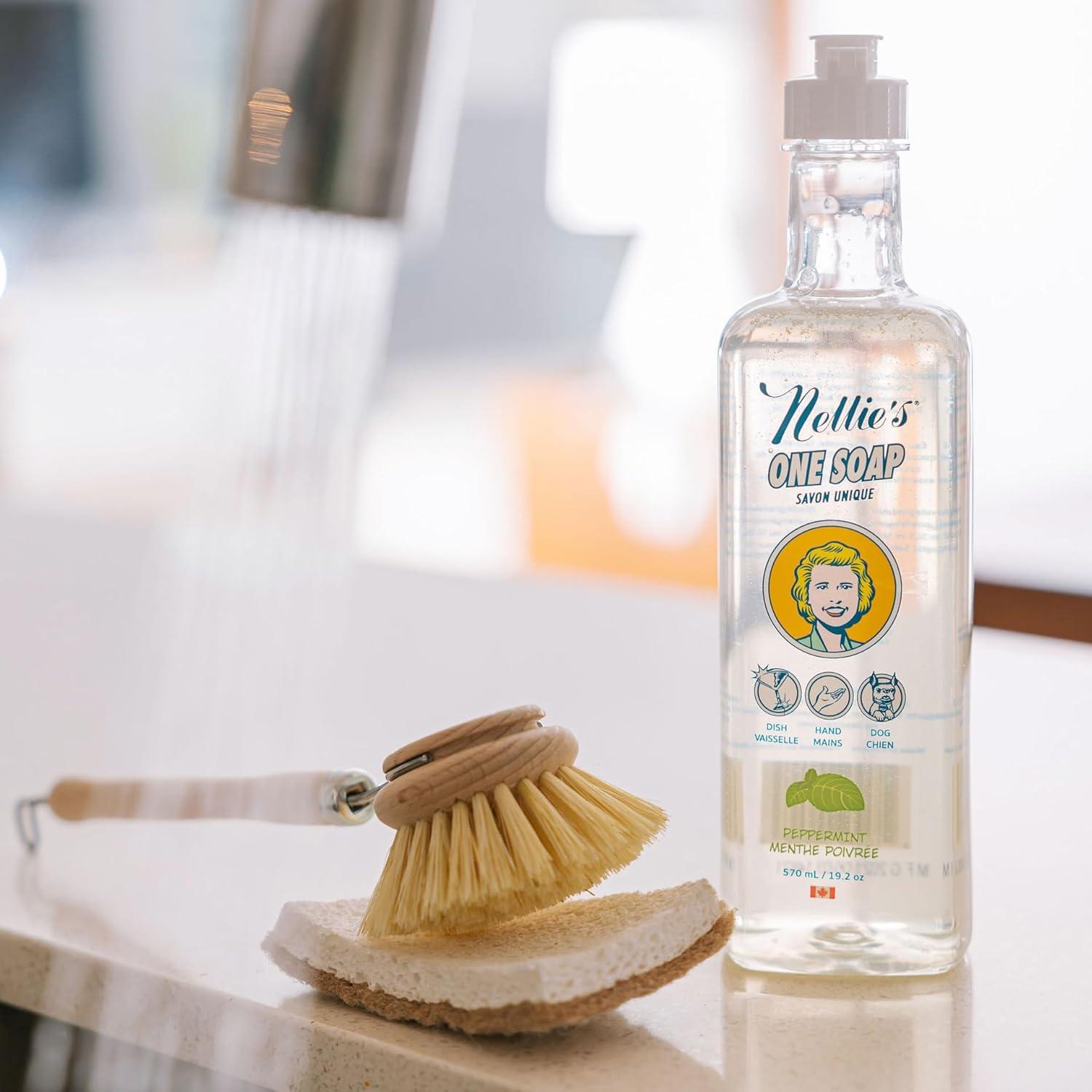 image:imageNellies One Soap Peppermint Scented Gentle MultiPurpose Cleaner for Dishes Surfaces and Hands Hypoallergenic PlantBased ChemicalFree and Soft on Skin 192 oz Made in CanadaPeppermint