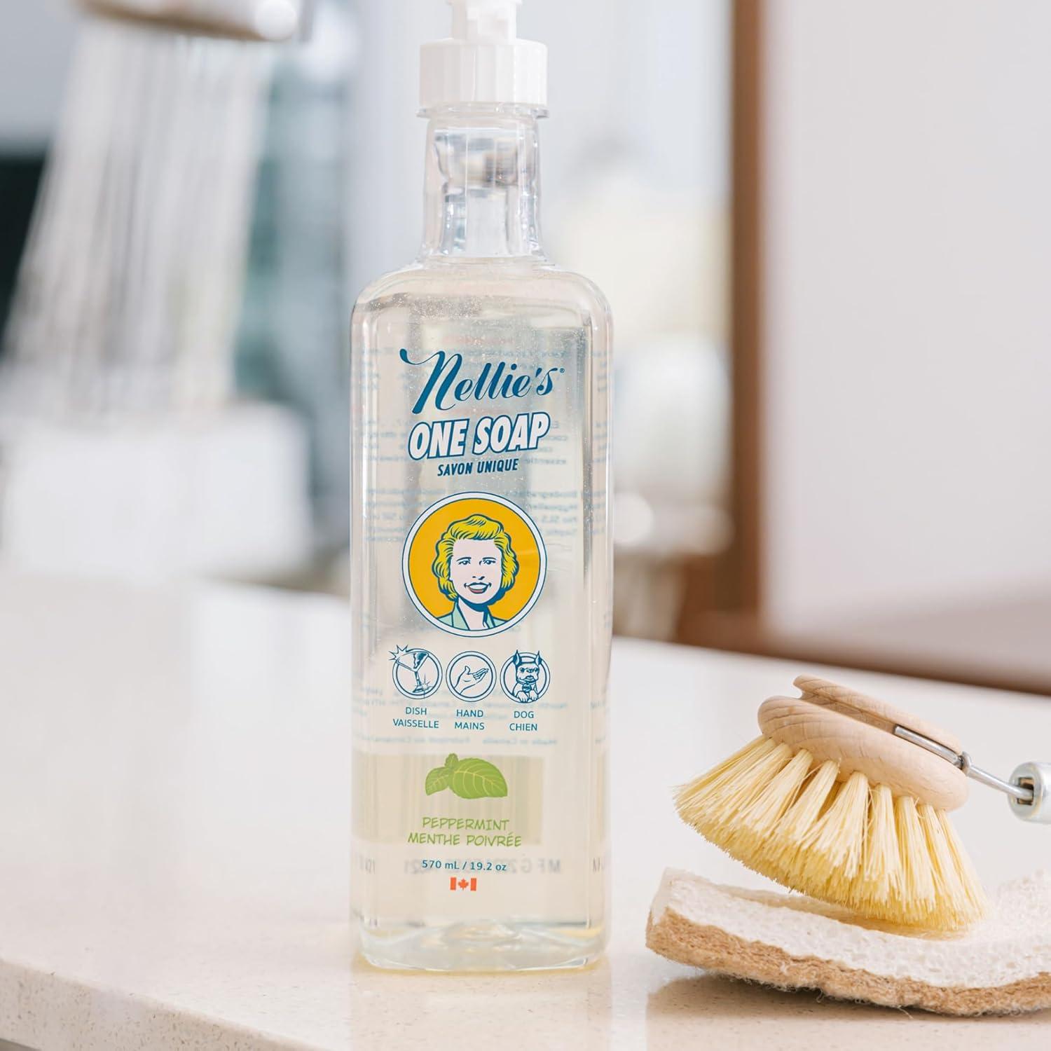 image:imageNellies One Soap Peppermint Scented Gentle MultiPurpose Cleaner for Dishes Surfaces and Hands Hypoallergenic PlantBased ChemicalFree and Soft on Skin 192 oz Made in CanadaPeppermint