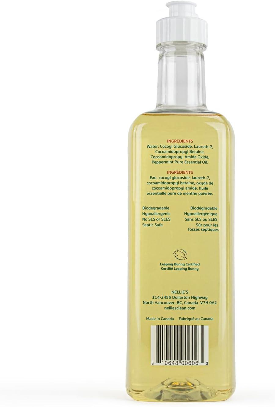 image:imageNellies One Soap Peppermint Scented Gentle MultiPurpose Cleaner for Dishes Surfaces and Hands Hypoallergenic PlantBased ChemicalFree and Soft on Skin 192 oz Made in CanadaPeppermint