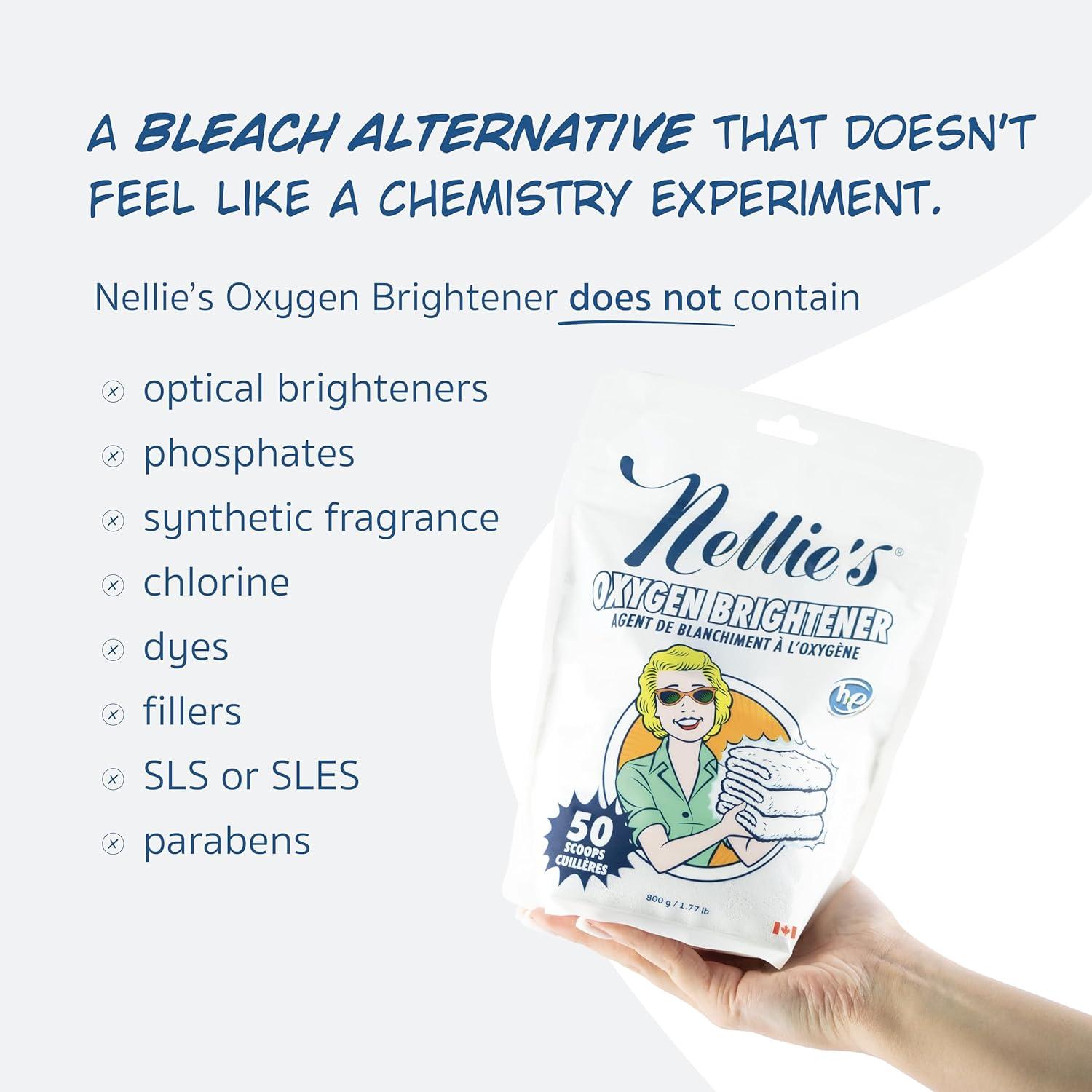 image:imageNellies Oxygen Brightener Powder Stain Remover for Laundry Brightens Whites Protects Colors BleachFree SepticSafe 50 Scoops Made in Canada2832 Ounce Pack of 1
