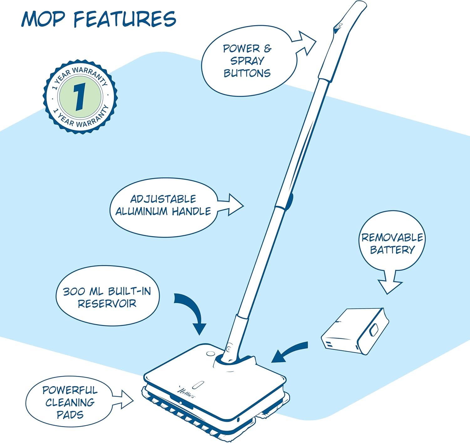 image:imageWow Too Mop Rechargeable Spray Mop with Adjustable Handle amp Builtin Water Tank LED Light for Spotless Cleaning Cordless Battery Powered amp Easy to Use Ideal for All Floor Types