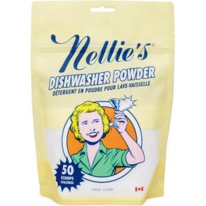 Nellie’s Dishwasher Powder – 50 Load – Plant-Based Dishwasher Detergent – Septic Safe, Fragrance-Free – Easily Penetrates Grease & Food Particles – Phosphate-Free – (Made in Canada)(25.6 Ounce (Pack of 1))