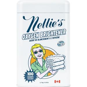 Nellie’s Oxygen Brightener – 100 Scoops – Planet Friendly Stain Remover – Safe Alternative to Bleach – Septic-Safe Formula – Compact Powder Form