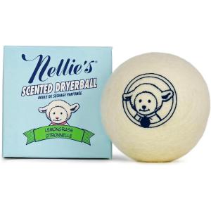 Nellie’s Scented Wool Dryerball – Lemongrass Scented – Made with 100% Pure New Zealand Wool and Lasts Approximately 50 Drying Loads – Silent in Your Dryer!(Lemongrass)