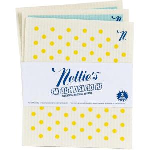 Nellie’s Swedish Dishcloths (3 Pack) – Degradable, Eco-Conscious Paper Towel Alternative for Dishes – Absorb 15x Their Weight, Replace 15+ Rolls of Paper Towel – Ultra Absorbent and Odor-Free