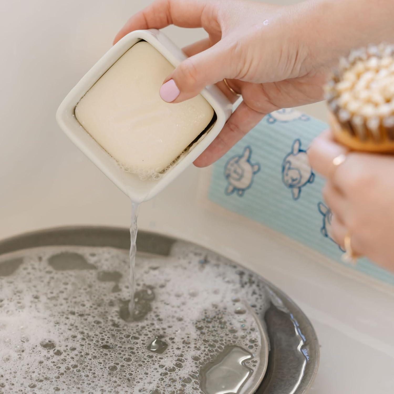 image:imageNellies Dish Butter ZeroWaste Alternative to Liquid Dish Soap with Reusable Ceramic Container White Light Lemongrass Scent PlasticFree Dishwashing Made in CanadaWhite