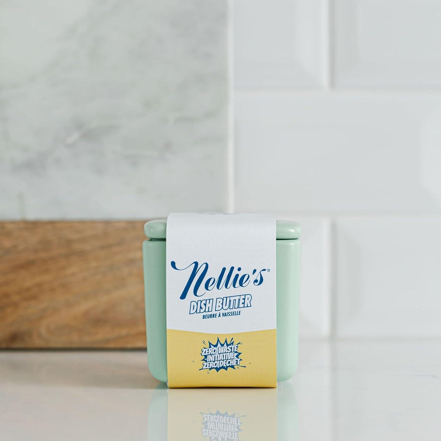 image:imageNellies Dish Butter ZeroWaste Alternative to Liquid Dish Soap with Reusable Ceramic Container White Light Lemongrass Scent PlasticFree Dishwashing Made in CanadaGreen