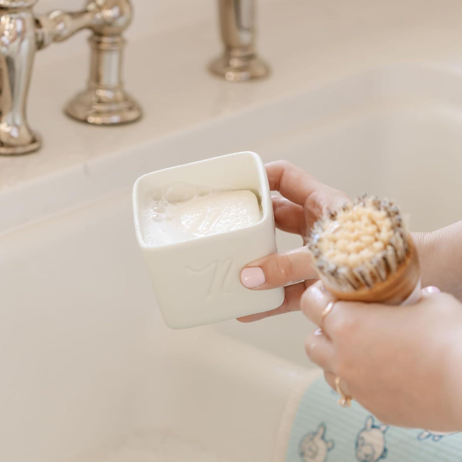 image:imageNellies Dish Butter ZeroWaste Alternative to Liquid Dish Soap with Reusable Ceramic Container White Light Lemongrass Scent PlasticFree Dishwashing Made in CanadaWhite
