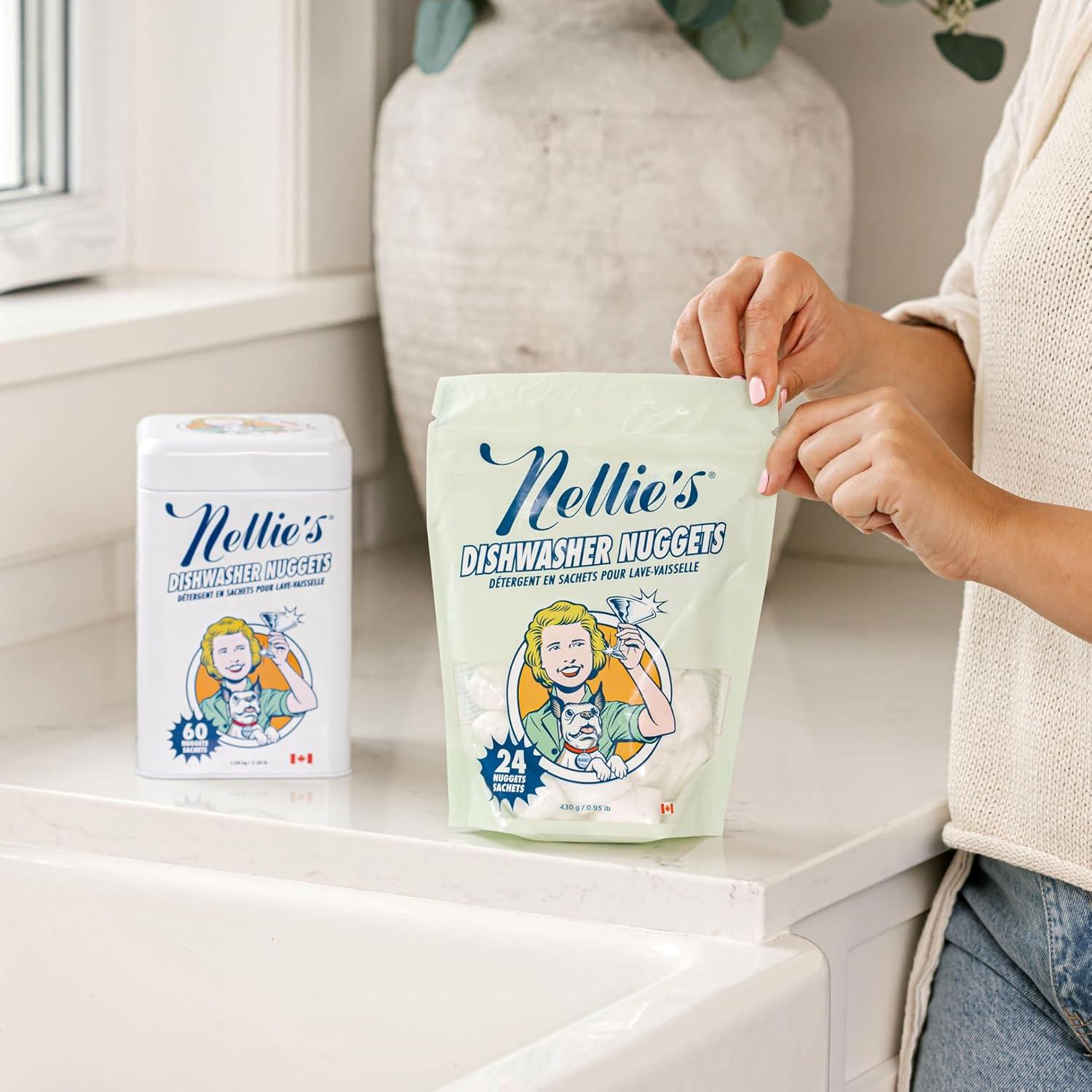 image:imageNellies Dishwasher Nuggets Dishwasher Detergent Pods PlantBased ResidueFree Septic Safe and PhosphateFree 24 Pack Made in Canada
