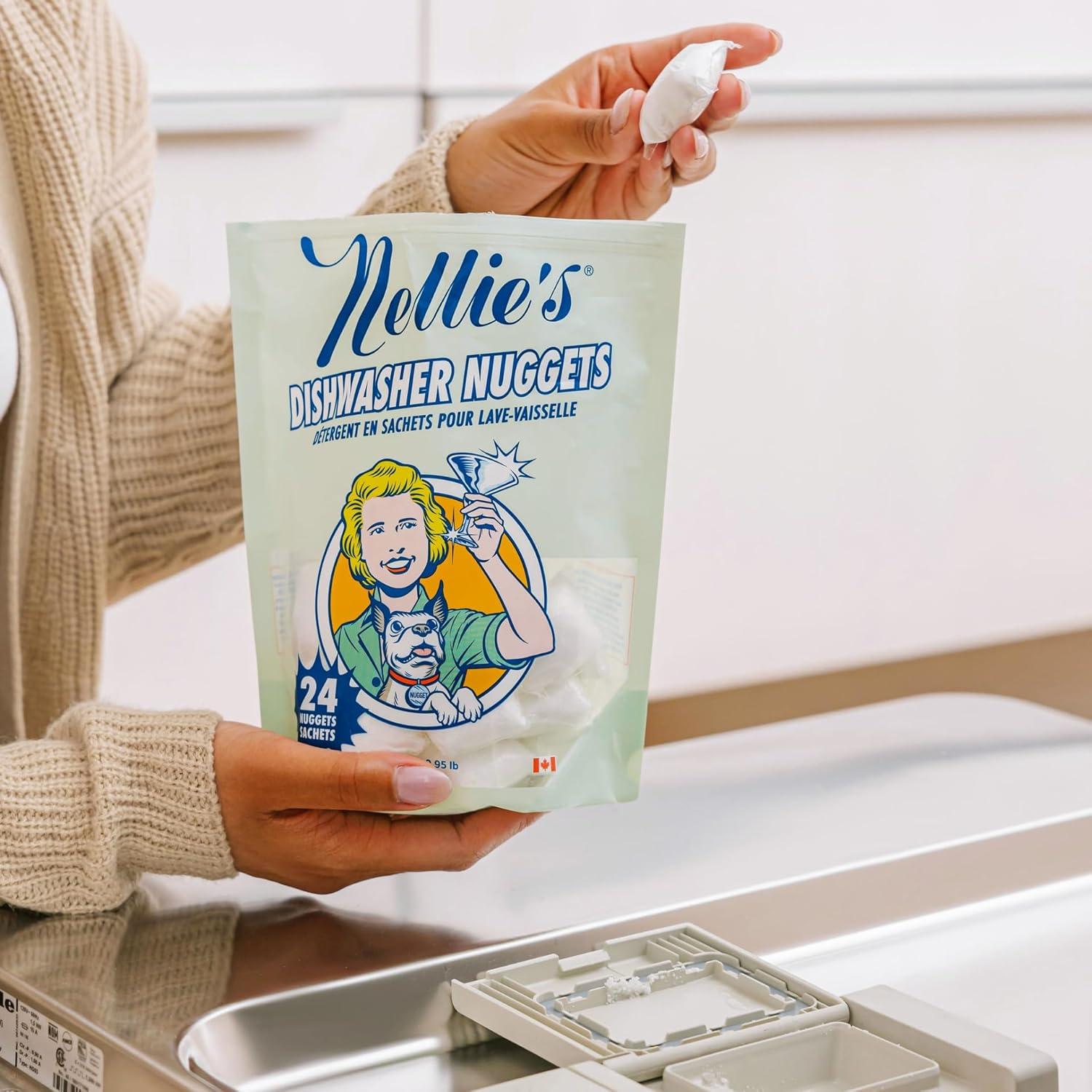 image:imageNellies Dishwasher Nuggets Dishwasher Detergent Pods PlantBased ResidueFree Septic Safe and PhosphateFree 24 Pack Made in Canada