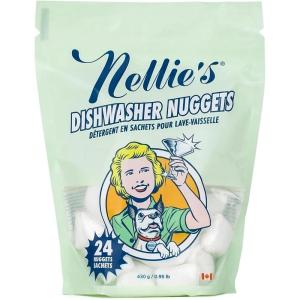 Nellie’s Dishwasher Nuggets – Dishwasher Detergent Pods – Plant-Based – Residue-Free, Septic Safe, and Phosphate-Free (24 Pack) – (Made in Canada)